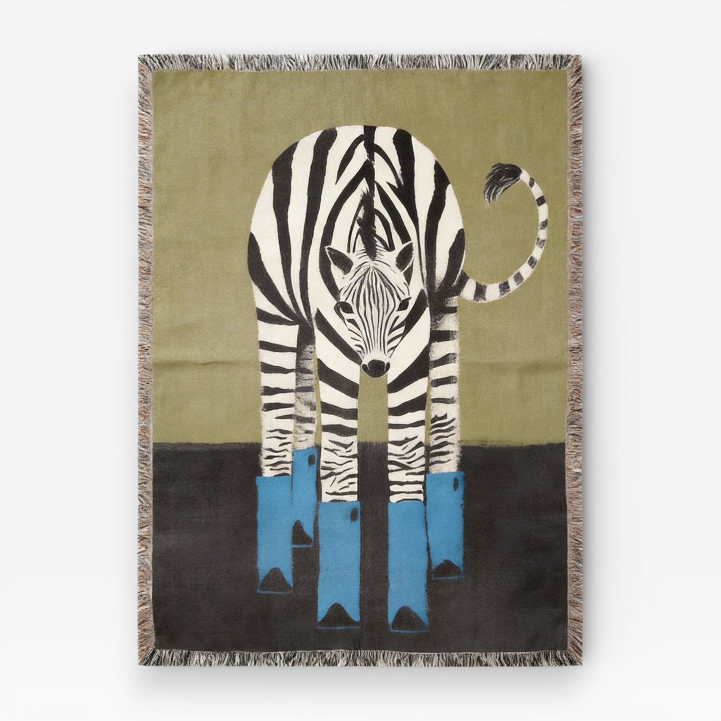 Blue Boots Zebra Woven Throw